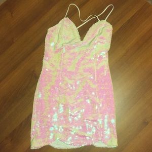 White sequin mini dress